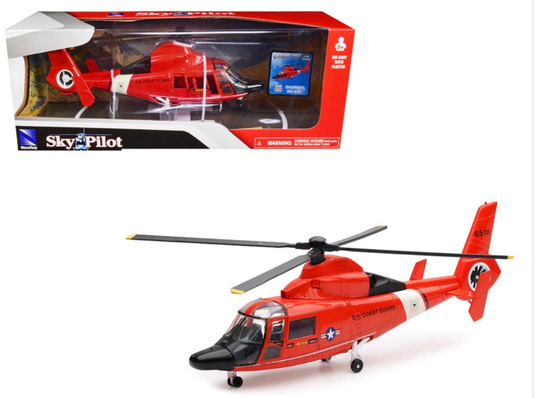 Eurocopter Dauphin HH-65C Helicopter Red "United States Coast Guard" "Sky Pilot" Series 1/48 Diecast Model by New Ray