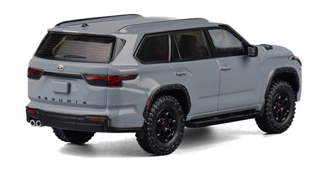 2024 Toyota Sequoia Cement Gray with Red Interior 1/64 Diecast Model Car by CM Models