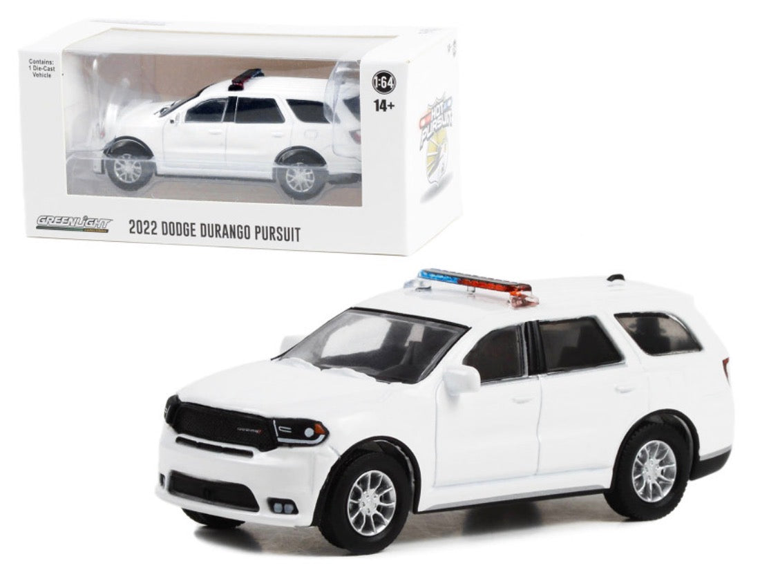 2022 Dodge Durango Pursuit Police Car with Lights White "Hot Pursuit" "Hobby Exclusive" Series 1/64 Diecast Model Car by Greenlight