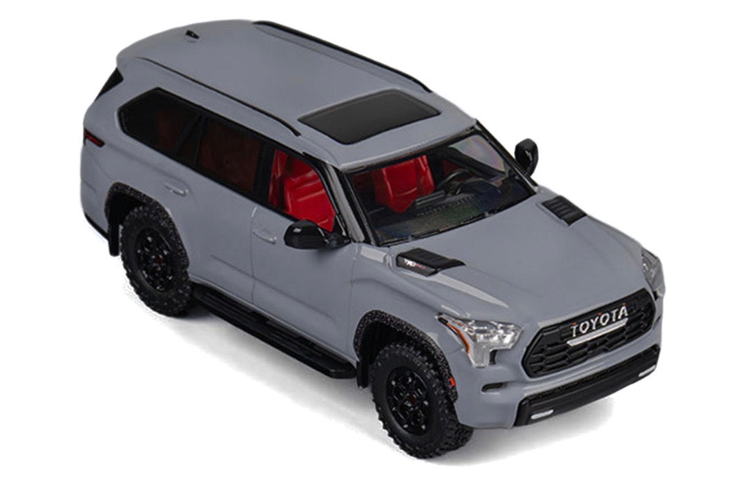 2024 Toyota Sequoia Cement Gray with Red Interior 1/64 Diecast Model Car by CM Models