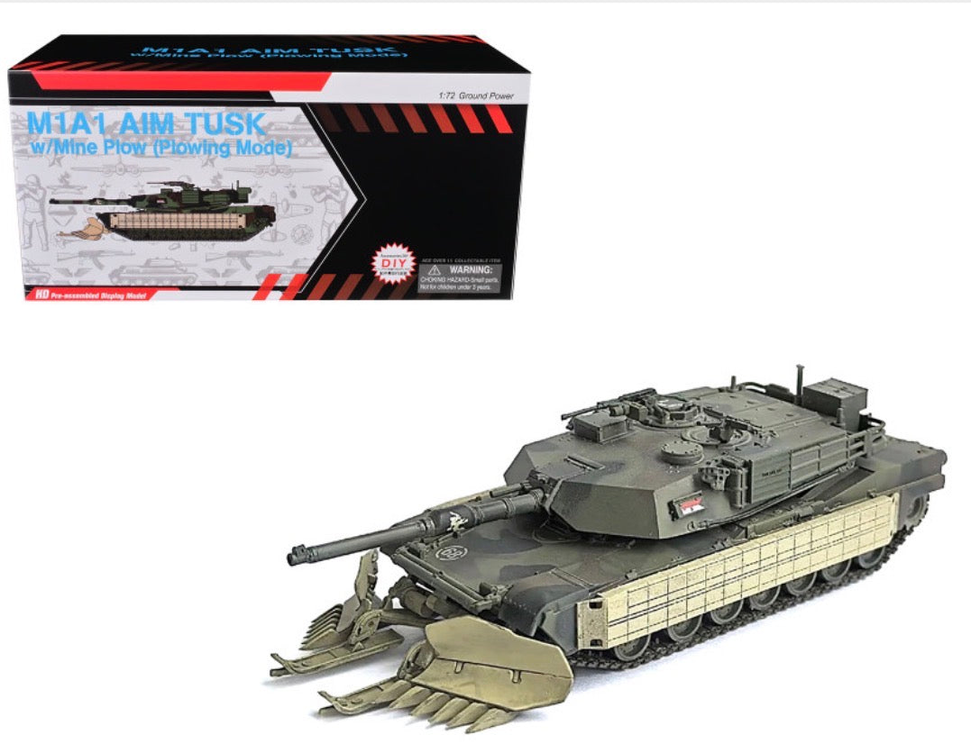 United States M1A1 AIM (Abrams Integrated Management) Tank with Mine Plow (Plowing Mode) #68 "United States Army" Olive Drab "NEO Dragon Armor" Series 1/72 Plastic Model by Dragon Models