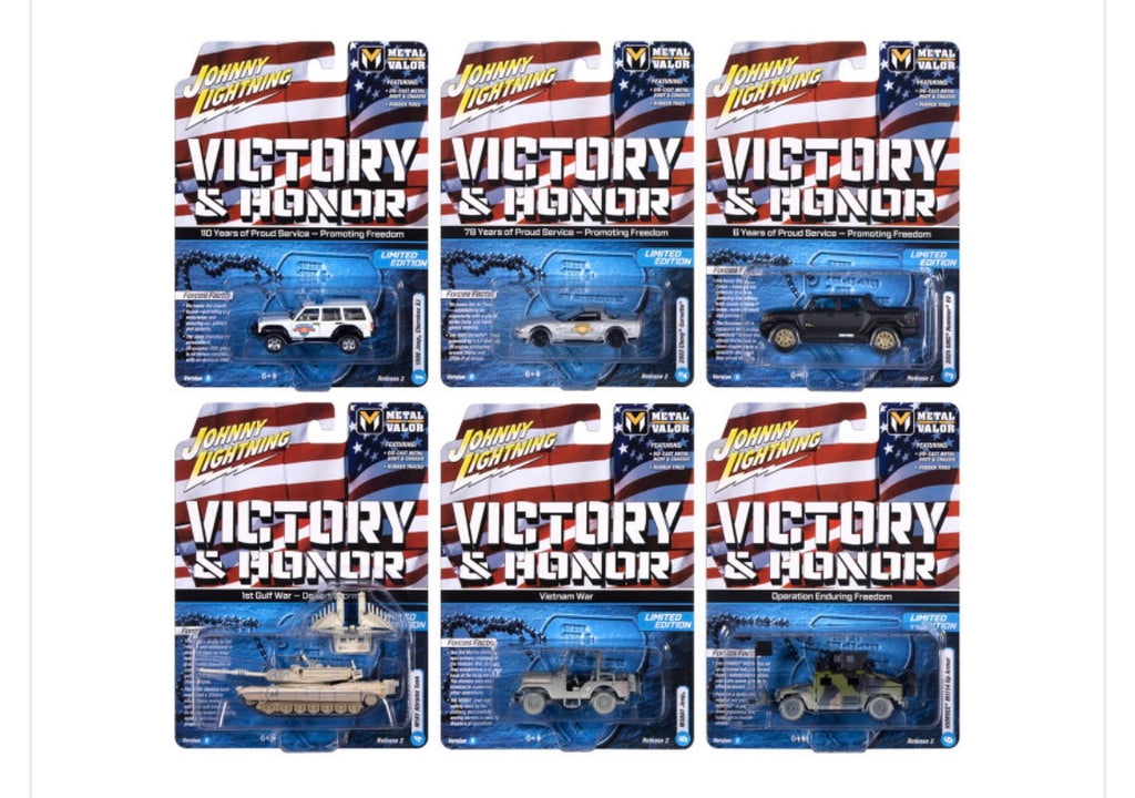 Military" Set B of 6 pieces 2025 Release 2 Limited Edition 1/64 Diecast Model Cars by Johnny Lightning