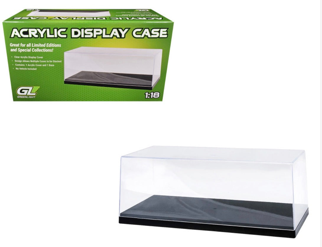 Acrylic Display Case for 1/18-1/24 Scale Model Cars with Black Plastic Base (Replaces Greenlight 55020) by Greenlight