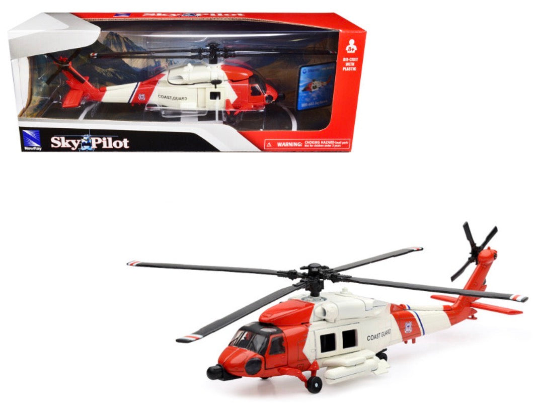 Sikorsky HH-60J Jayhawk Helicopter Red and White "United States Coast Guard" "Sky Pilot" Series 1/60 Diecast Model by New Ray