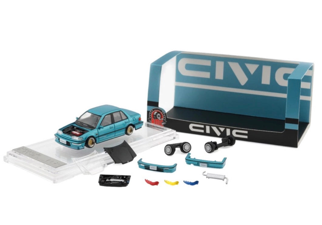 Honda Civic EF2 Custom Metallic with Alternate Parts 1/64 Diecast Model Car by BM Creations