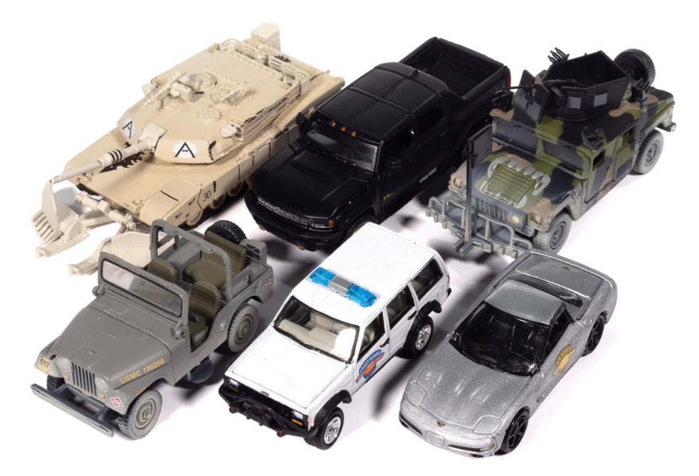 Military" Set B of 6 pieces 2025 Release 2 Limited Edition 1/64 Diecast Model Cars by Johnny Lightning