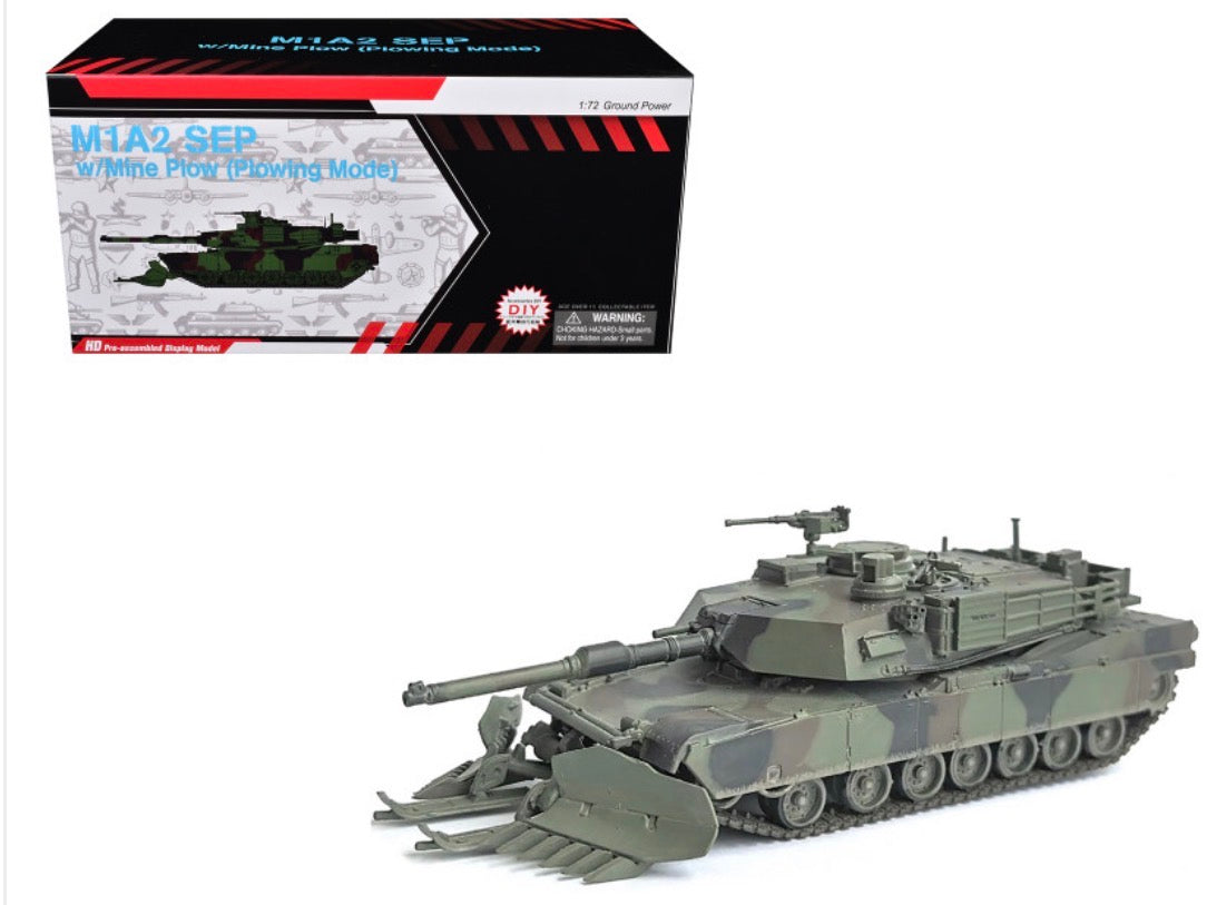 United States M1A2 SEP (System Enhancement Package) Tank with Mine Plow (Plowing Mode) "United States Army 1st Battalion 16th Cav. Reg. Fort Knox" (2002)" Green Camouflage "NEO Dragon Armor" Series 1/72 Plastic Model by Dragon Models