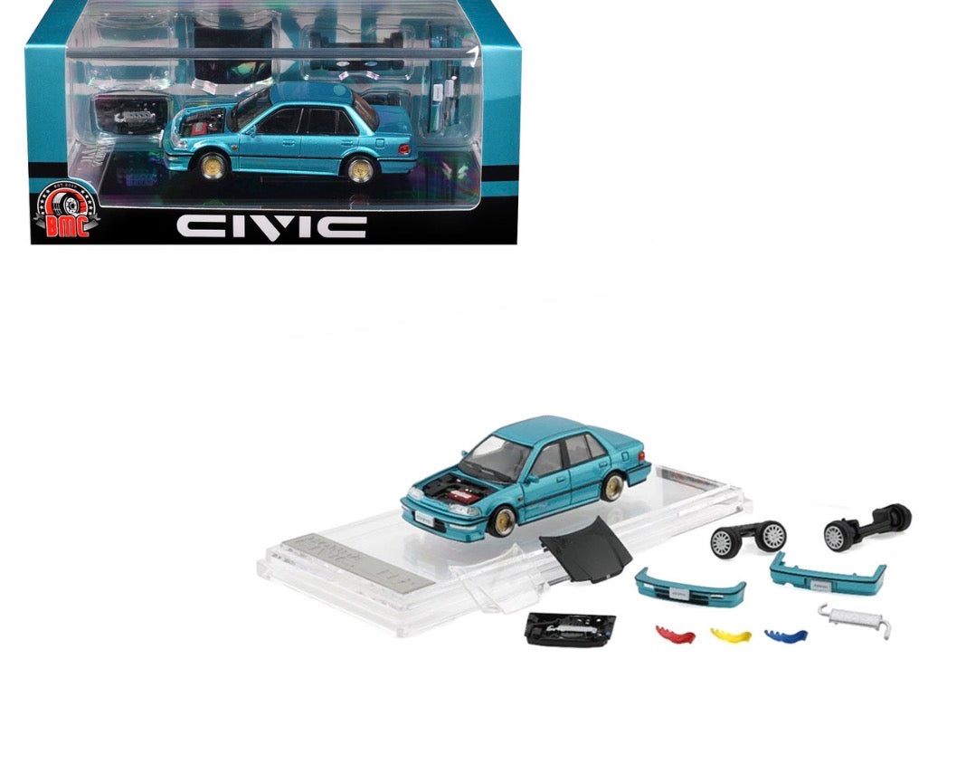 Honda Civic EF2 Custom Metallic with Alternate Parts 1/64 Diecast Model Car by BM Creations
